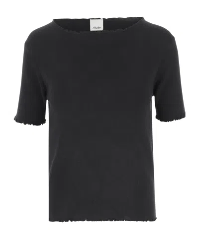 Allude Short-sleeved Knitted T-shirt In Black
