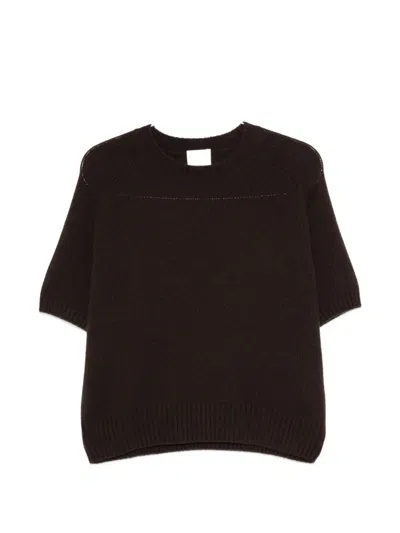 Allude Short-sleeve Cashmere Sweater In Braun