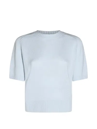 Allude Short-sleeve Cashmere Top In Blue