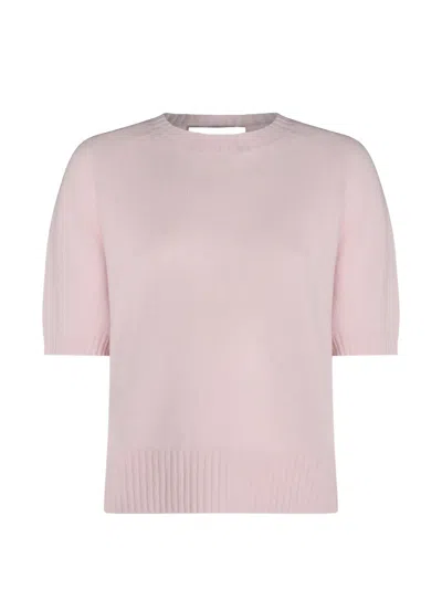 Allude Short-sleeve Cashmere Top In Pink