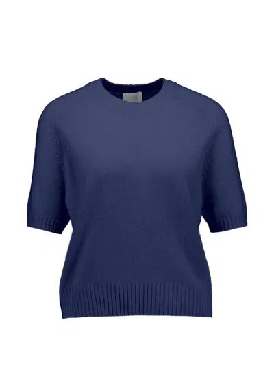 Allude Short-sleeve Crew-neck Sweater In Multi