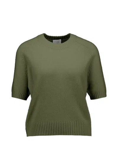 Allude Short-sleeve Crew-neck Top In Green