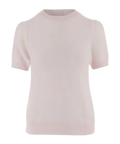 Allude Short-sleeve Knit T-shirt In Pink