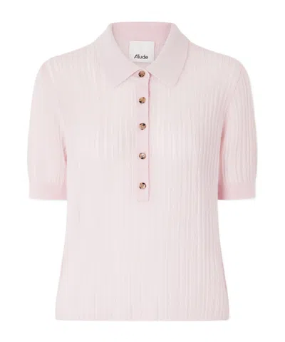 Allude Ribbed-knit Cashmere Polo Shirt In Pink