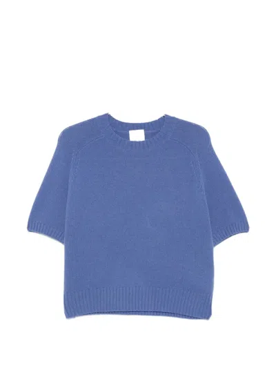 Allude Short-sleeve Sweater In Blue