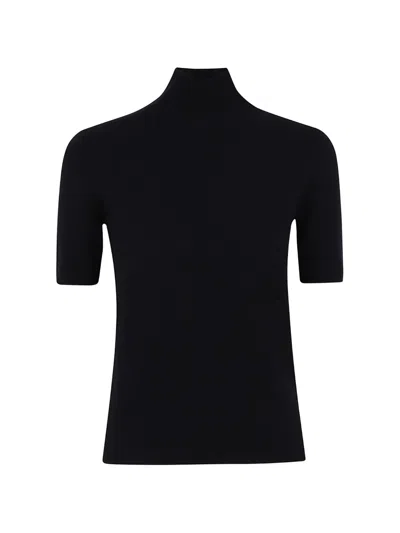 Allude Short-sleeved Cashmere Sweater In Blue