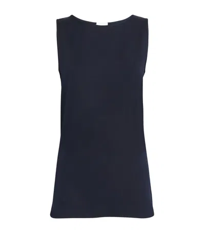 Allude Silk-blend Tank Top In Navy