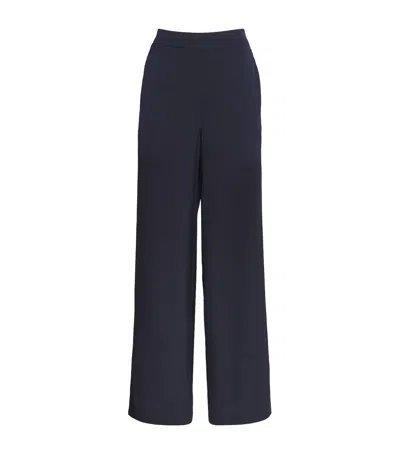 Allude Silk-blend Wide-leg Trousers In Navy