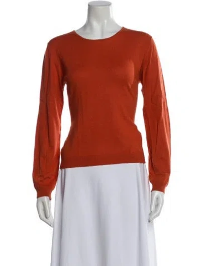 Pre-owned Allude Silk Scoop Neck Sweater In Orange