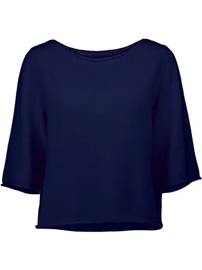 Allude Slash-neck Sweater In Blue