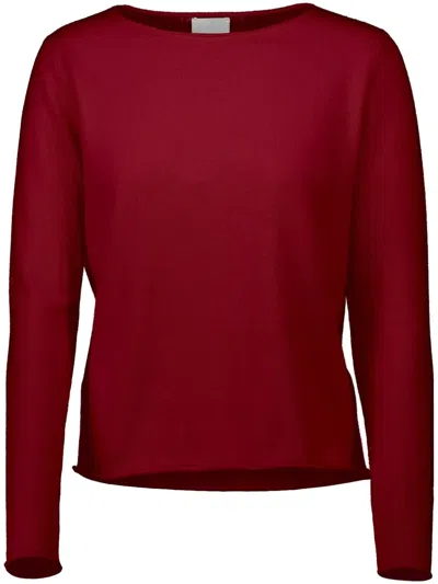 Allude Slash-neck Sweater In Red