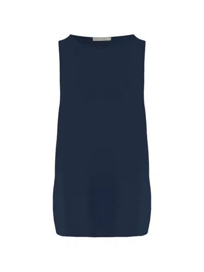 Allude Sleeveless Round-neck Top In Blue
