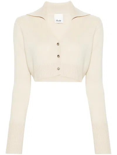 Allude Spread-collar Cashmere Cardigan In Neutrals