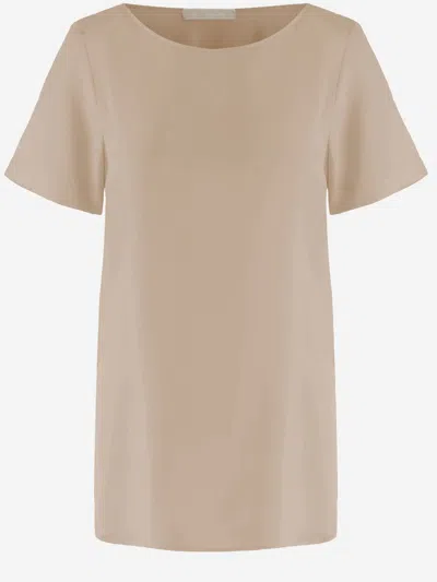 Allude Stretch Silk T-shirt In Neutral