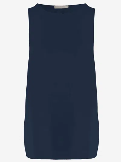Allude Stretch Silk Top In Blue