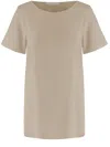 Allude Stretch Silk T-shirt With Curved Hem In Neutral