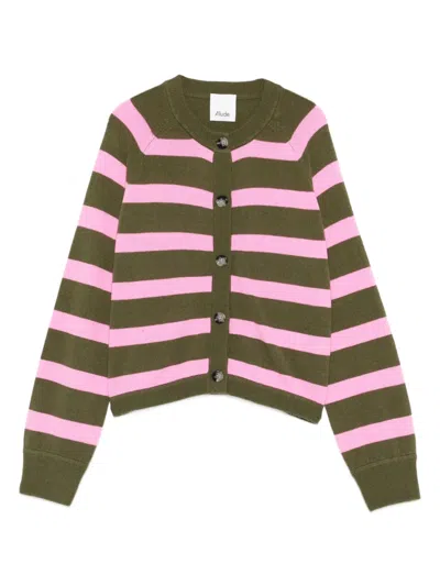 Allude Stripe-pattern Cardigan In Green