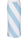 Allude Stripe-print Pencil Knitted Skirt In Blau