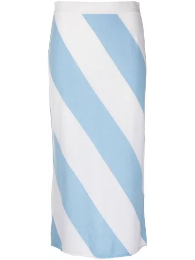 Allude Stripe-print Pencil Knitted Skirt In Blau