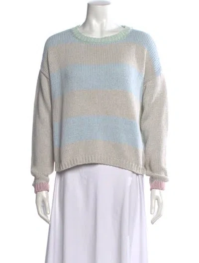 Pre-owned Allude Striped Bateau Neckline Sweater In Blue