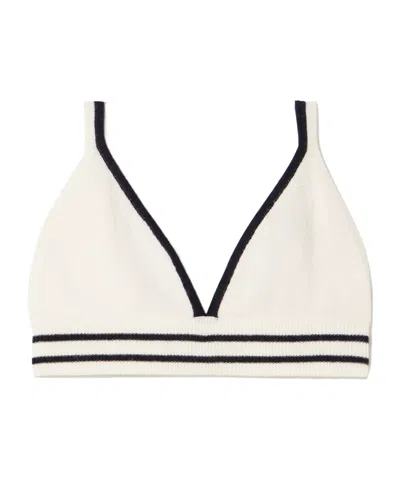 Allude Striped Bra Top In White