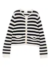 Allude Striped Button Cardigan In White