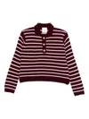 Allude Striped Wool And Cashmere-blend Polo Sweater In Burgundy