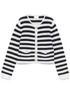 Allude Striped Cardigan In White