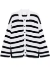 Allude Striped Cardigan With Buttons In White