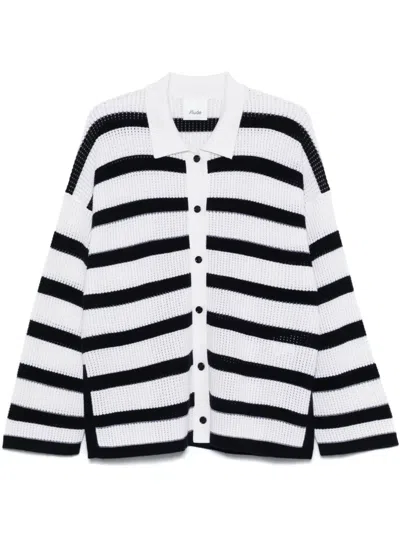 ALLUDE STRIPED CARDIGAN