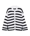 Allude Striped Cardigan With Buttons In White