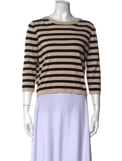 Pre-owned Allude Striped Crew Neck Sweater In Black/neutrals