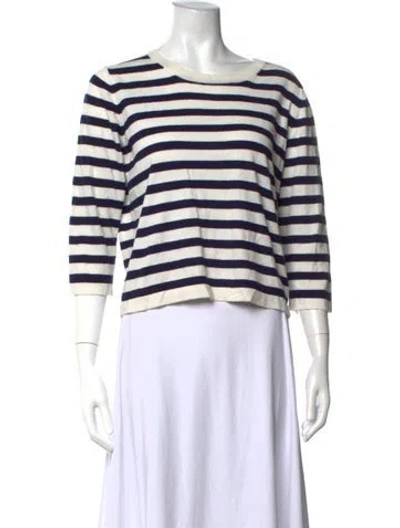 Pre-owned Allude Striped Crew Neck Sweater In Blue/white