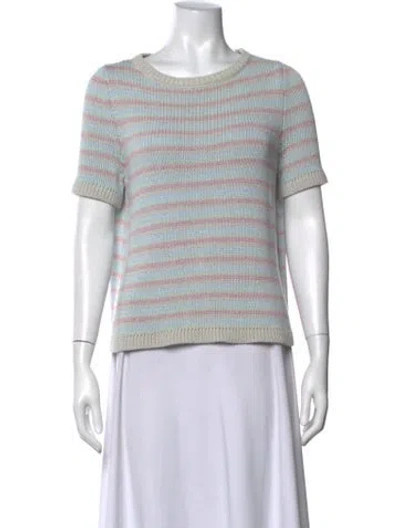 Pre-owned Allude Striped Crew Neck Sweater In Gray