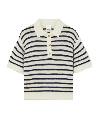 Allude Striped Wool And Cashmere-blend Polo Sweater In Blue
