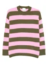 Allude Striped-pattern Sweater In Pink
