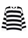 Allude Striped-pattern Sweater In White