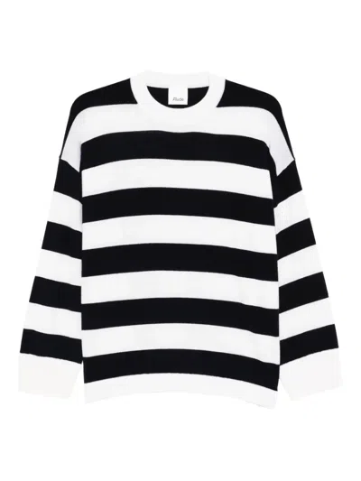 Allude Striped-pattern Sweater In White
