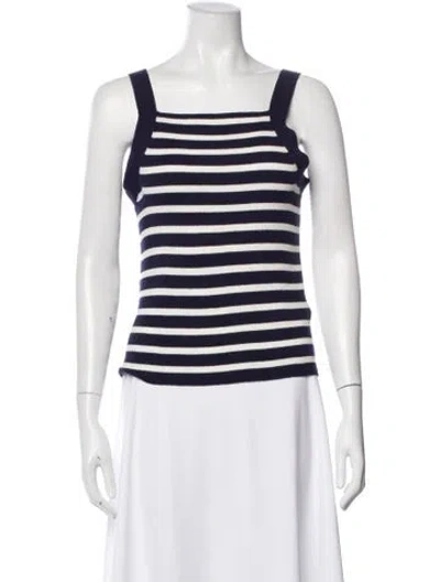 Pre-owned Allude Striped Square Neckline Top W/ Tags In Blue