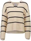 Allude Striped Sweater In Nude