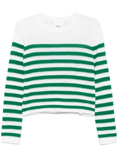 Allude Striped Sweater In White