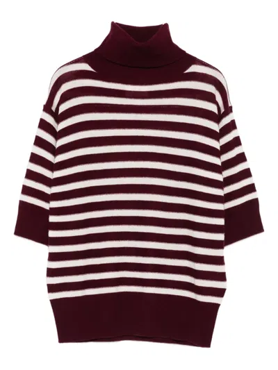 Allude Striped Turtleneck Sweater In Black