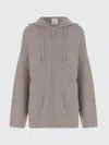 Allude Ribbed Wool And Cashmere Sweatshirt With Adjustable Hood In Gray