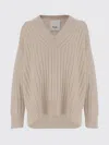 Allude V-neck Cashmere Sweater With Rib Knitting And Elasticized Edges In Neutral
