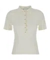 Allude White Sweater With Classic Collar And Button Closure In Wool Woman In White