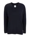 Allude Blue Sweater With V Neck In Black