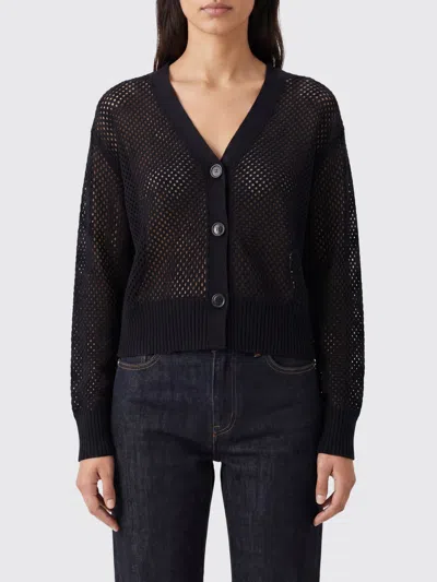 Allude Button Mesh V-neck Cardigan In Black