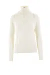 Allude Rib Turtleneck In White