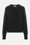 Allude Ribbed Crew-neck Cashmere Sweater In Black