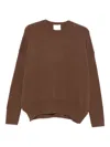Allude Round-neck Cashmere Sweater In Brown
